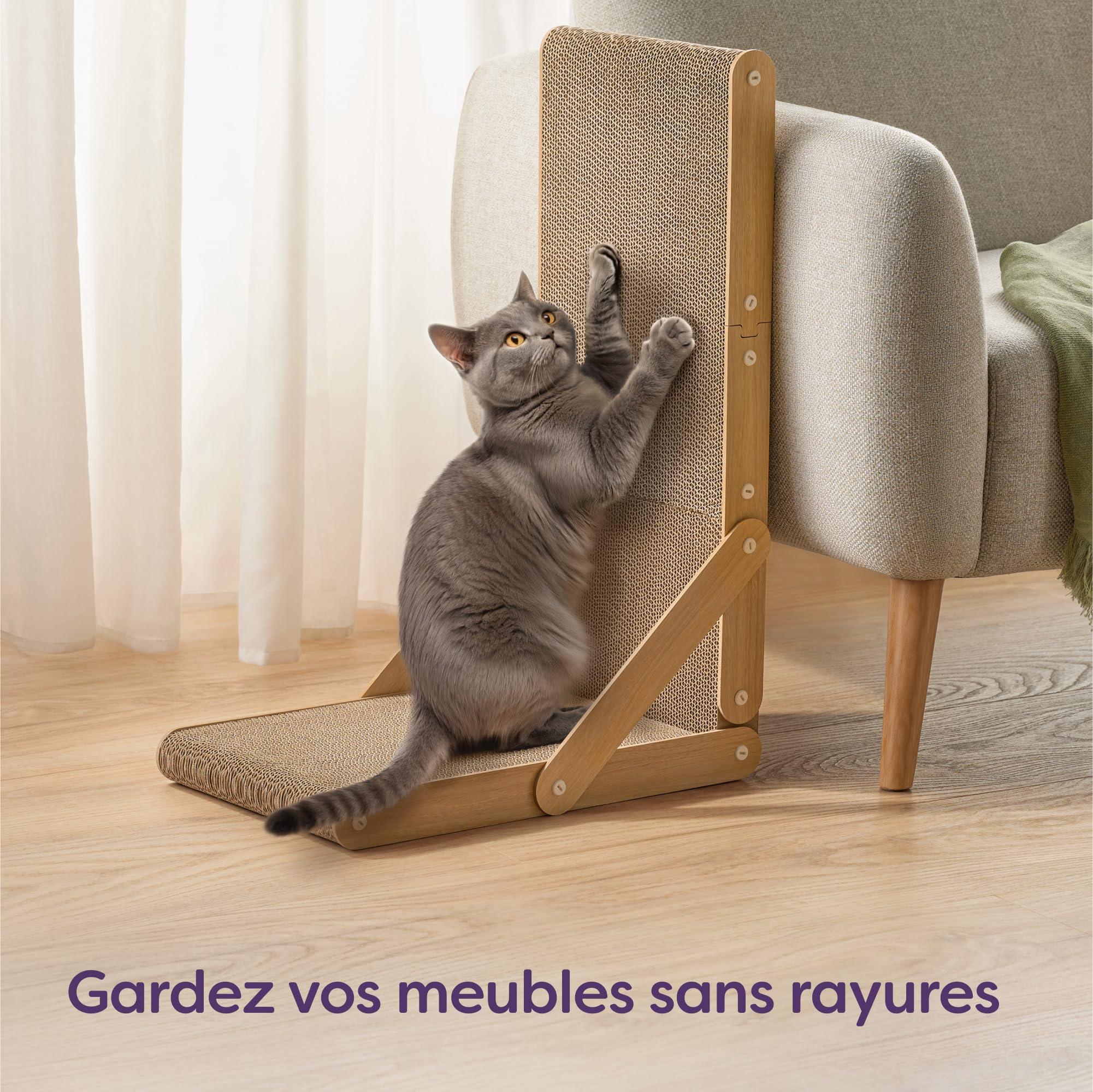 Knupis Griffoir pour Chat 68 cm – Carton à Grattoir Extra Robuste pour L'entretien des Griffes – Dure jusqu'à 2 Ans – Montage Facile - Protection pour canapé et Mur