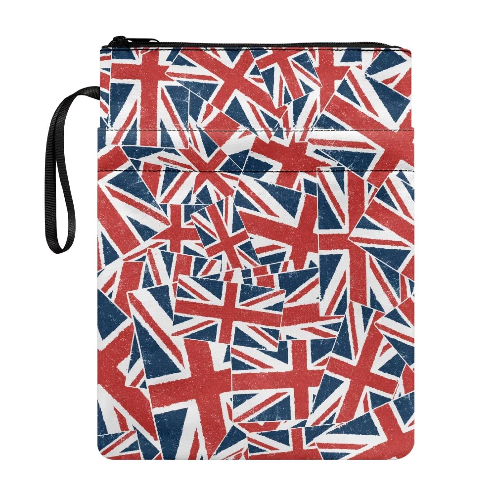 Poceacles Zippered Book Sleeve for Book Lovers, Protective Notebooks Cover Pouch for Hardcover, Paperback, 29 x 22 cm, Union Jack UK Flag