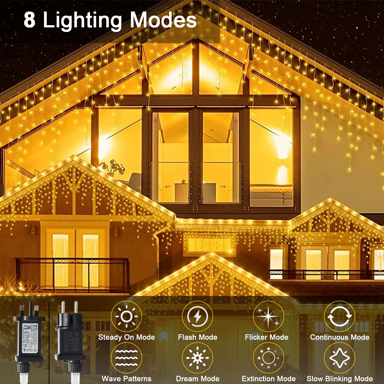 JIMACRO 5M/16.4FT Icicle Christmas Lights, 32pcs Icicle Fairy Lights - Image 3