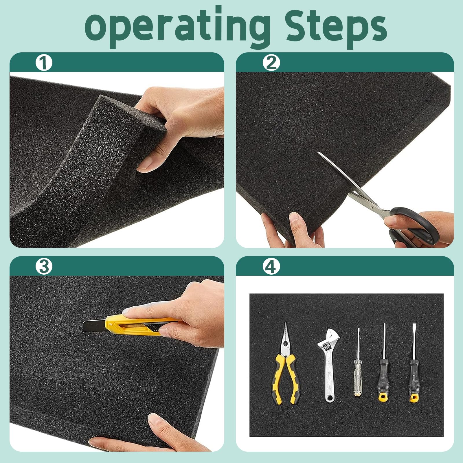 2 piezas Espuma Precortada Lámina de polietileno expandido 30x25x6cm Aislante para relleno de espuma expandida para Protección de Embalaje Negro