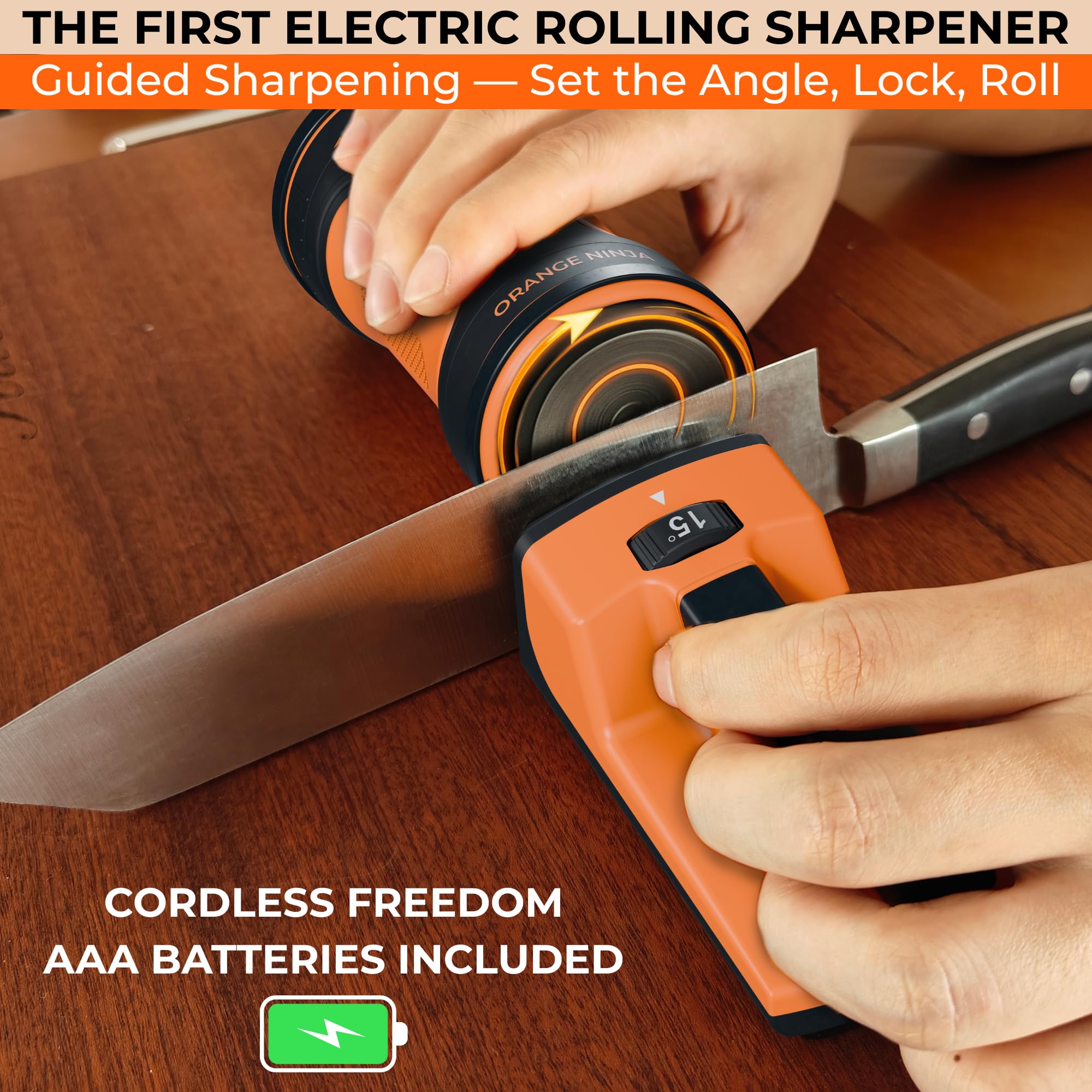 Photo 1 of Sharp Pebble Orange Ninja Electric Rolling Knife Sharpener