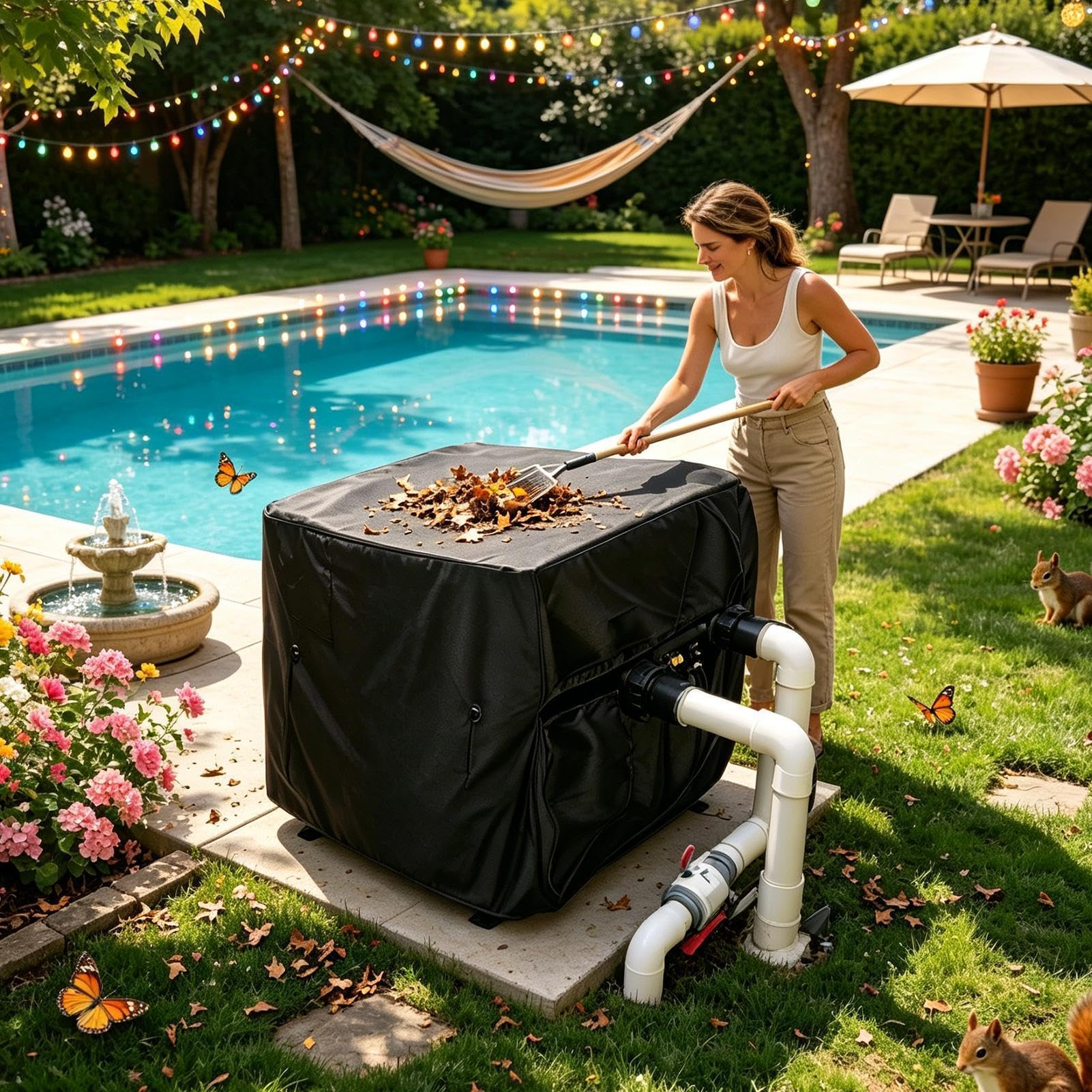 Cubierta para calentador de piscina, resistente, impermeable, a prueba de