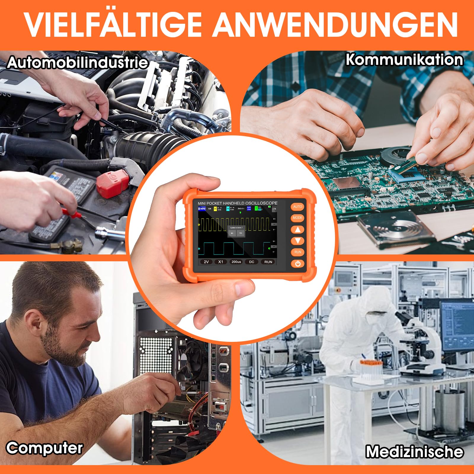 Digitales Oszilloskop Handheld Oszilloskop 2,5MS/s Abtastrate Portable Oscilloscope 500kHz Bandbreite 2,8-Zoll-LCD BildschirmMehrere Triggerfunktionen