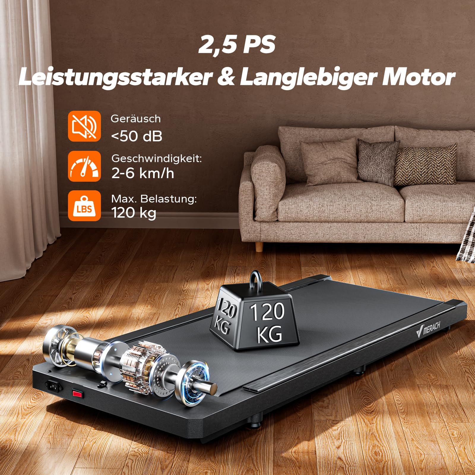MERACH Walking Pad, 3-in-1 Laufband für Zuhause, Laufband Schreibtisch, Fernbedienung & App Steuerung, LED-Anzeige, 2.5PS Leiser Motor, Leicht & Kompakt Mini laufband für Zuhause & Büro