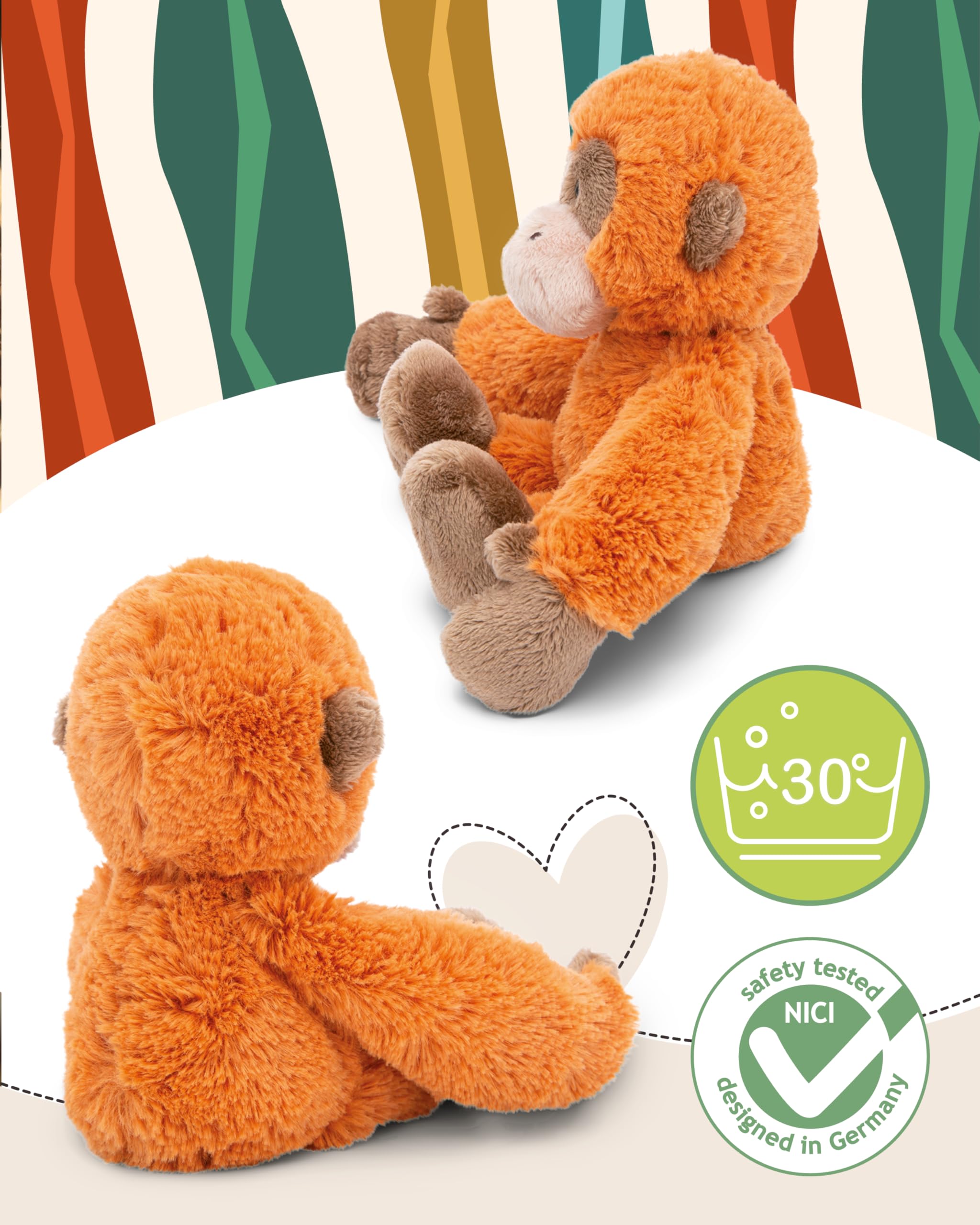 NICI ZOO FRIENDS cuddly toy orangutan 20cm wiggling - cute soft toy for cuddling and playing cuddly toy for cuddly toy lovers - 49816 - Image 3