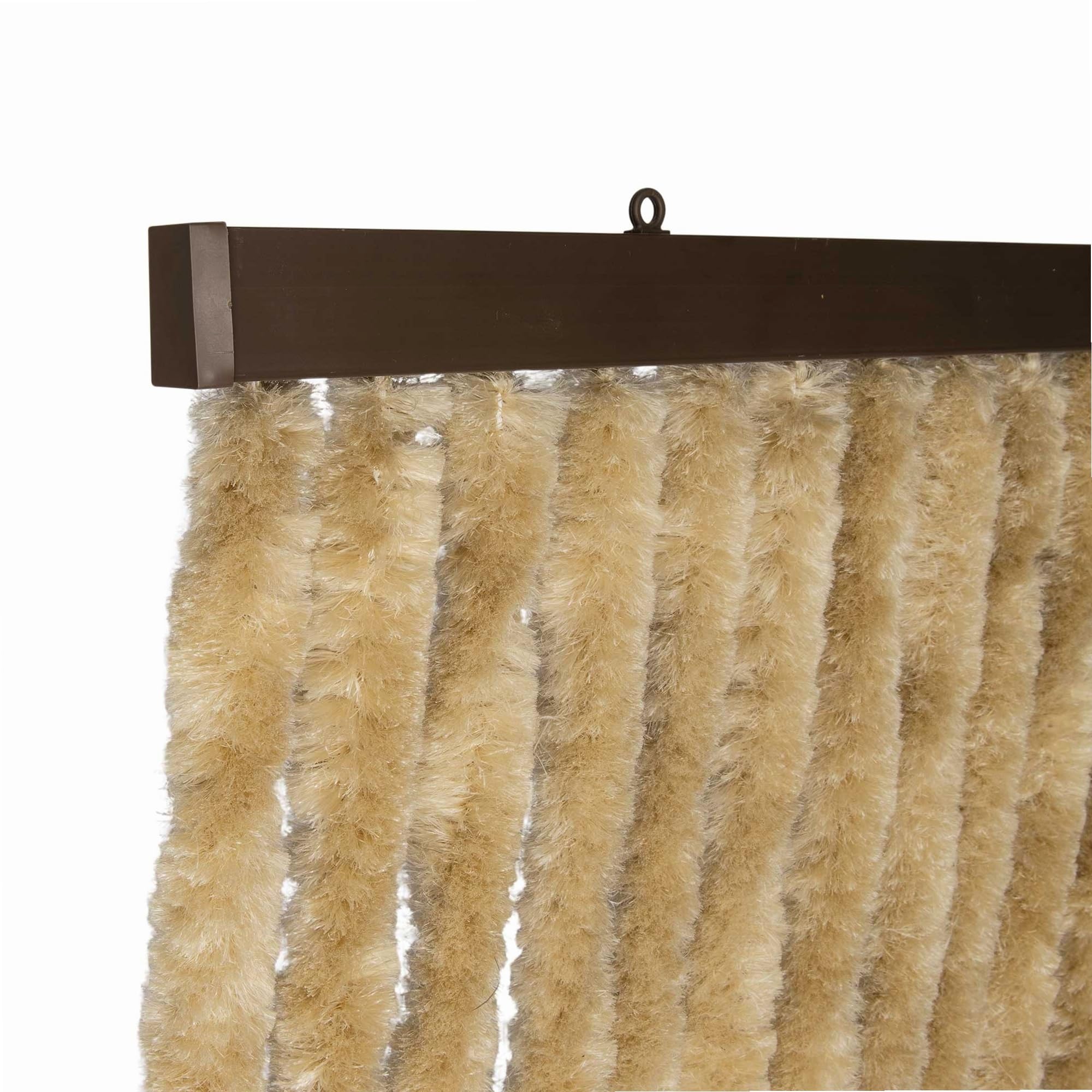 WERKA PRO Rideau Chenille Beige Uni - 120 x 220 cm - Protection Contre Insectes et Poussière - Tringle Ajustable et Anneaux de Suspension - Fibres Synthétiques Anti Effilochage