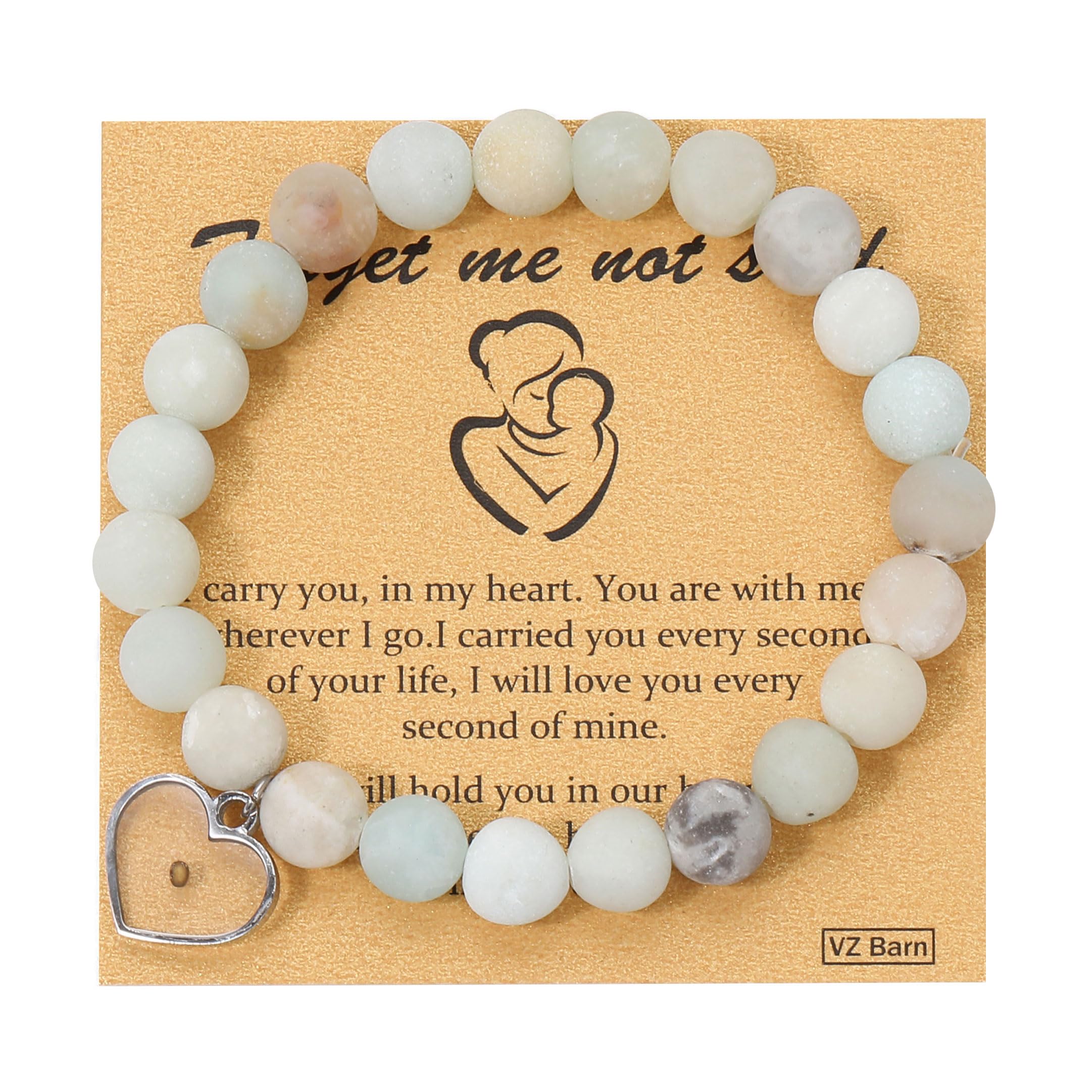 VZBarn Miscarriage Gift Heart Charm Stretch Bracelet Crystals and Healing Stones Bracelet for Mother Father
