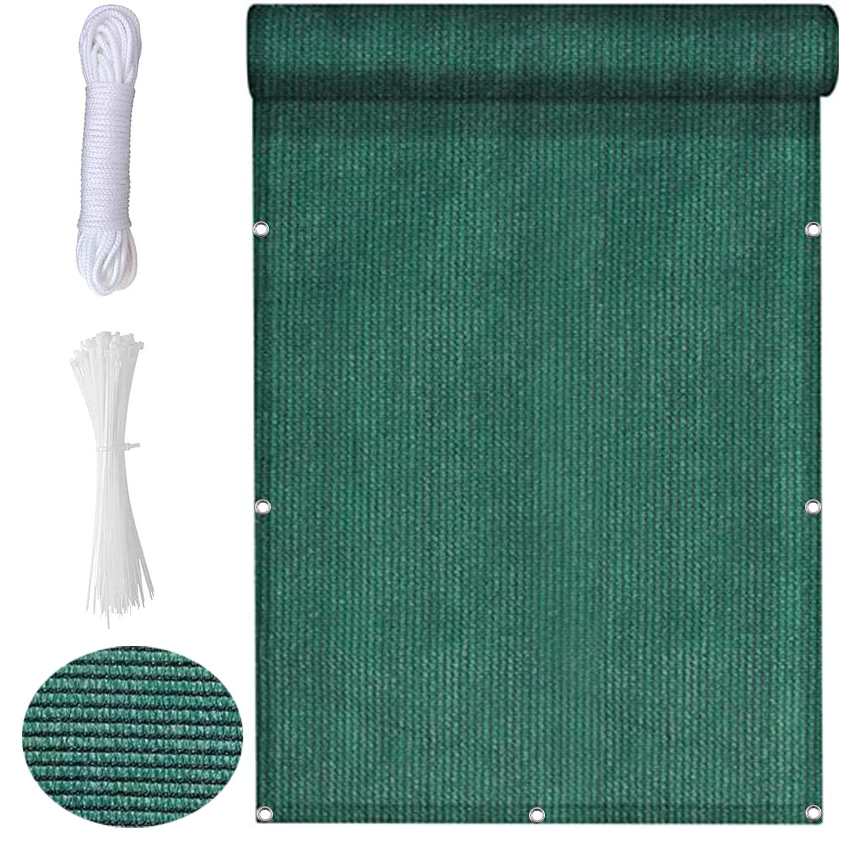 Voile d'ombrage crème et vert pour ombrager un long balcon ou le camping