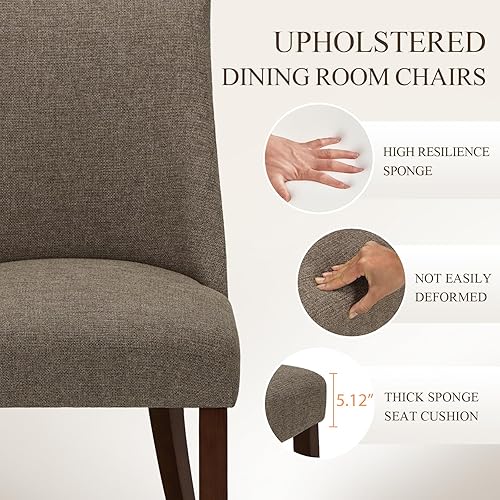 Miniatura 4 de COLAMY Juego de 2 sillas tapizadas para comedor, sillas de cocina modernas de mediados de siglo con respaldo, sillas de comedor laterales de tela