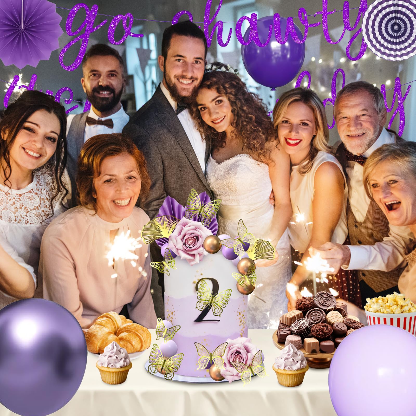 Roaring Good Time Cake Topper Viola Decorazioni Per Torte Boho