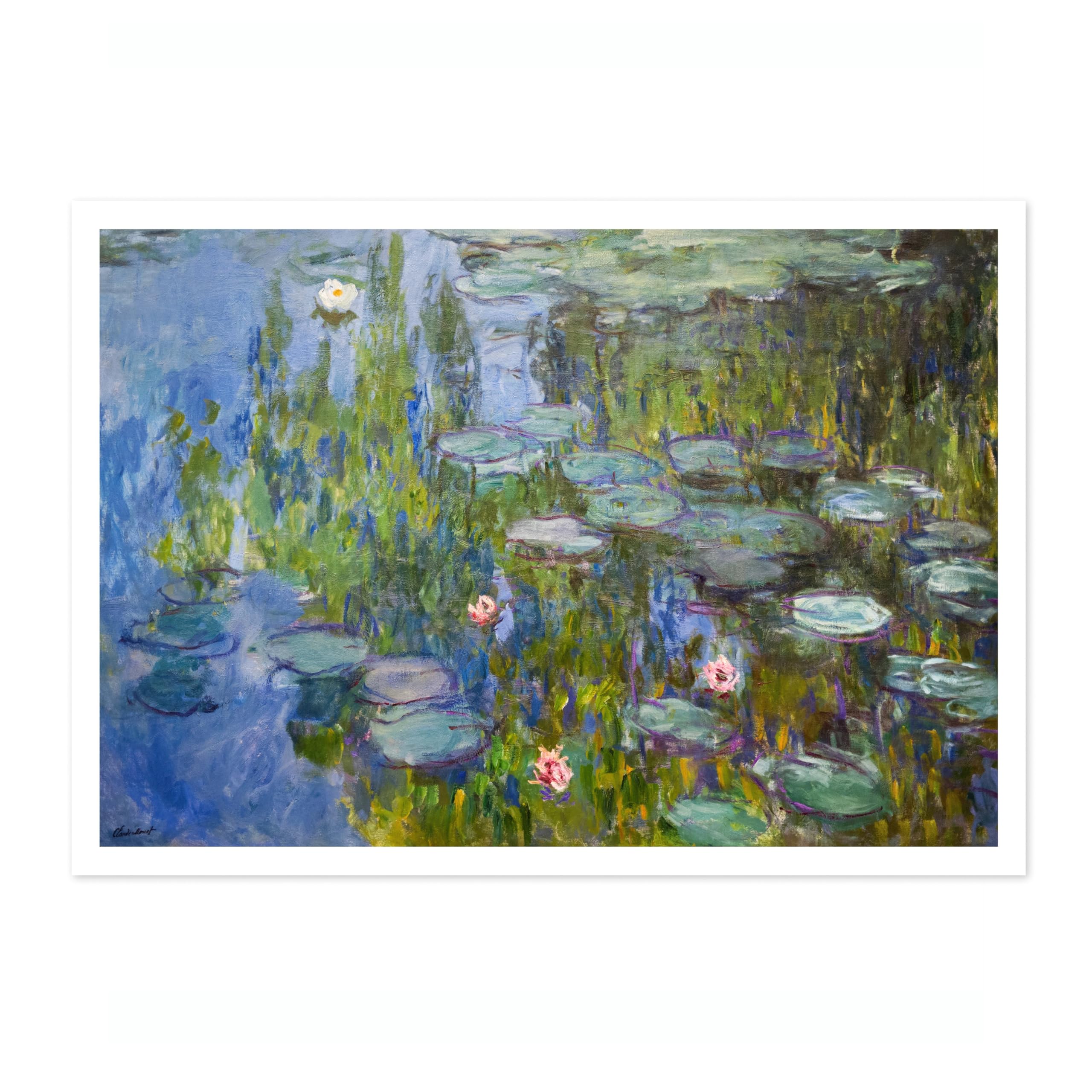 Water Lilies Claude Monet Art Print, Classic Art Painting Poster, Impressionism Art Exhibition Modern Wall Art, Minimalist Home Decor Picture Artwork, A2 (Print Only) - 59.4x42cm
