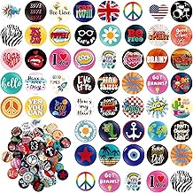 Kigeli 50 Pcs 80's Buttons Pins 1 Inch/ 25 mm Retro Punk Button Pin Slogans Sayings Pinback for Backpacks Bags Hats Jeans