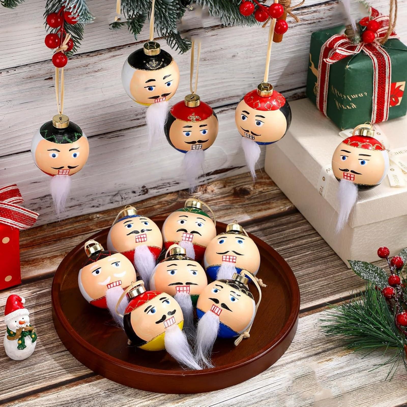 12 bolas inastillables para colgar en el árbol de Navidad, decoración para mantel, escalera, ventana, puerta, decoración irrompible