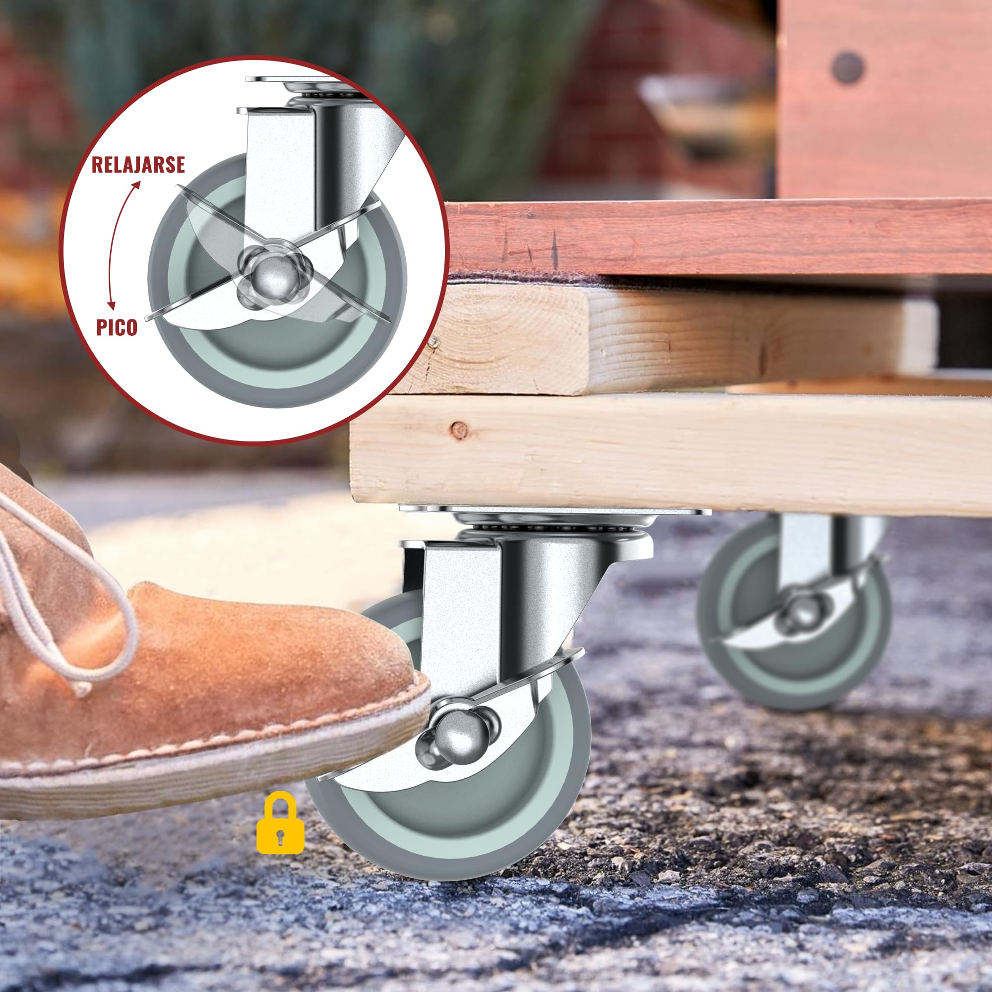 HOLKIE Ruota per mobili da 75 mm con freno laterale, silenziosa e resistente all'usura, utilizzata per mobili, banco da lavoro o altre applicazioni. Capacità di carico massima 227 kg