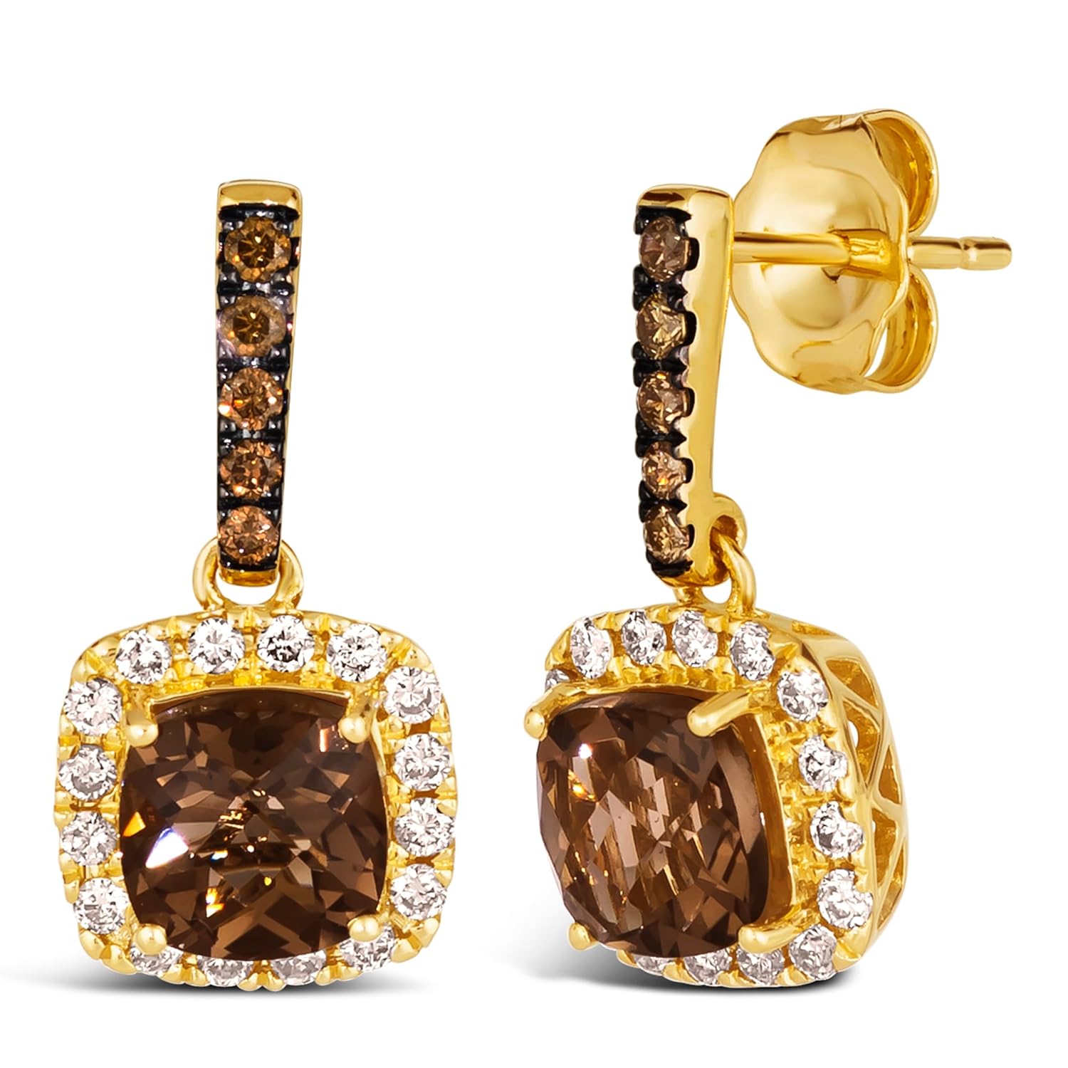 Le Vian 2 5 Carat Vanilla and Chocolate Diamond Earrings for Women 14k Yellow Gold Drop Earrings for