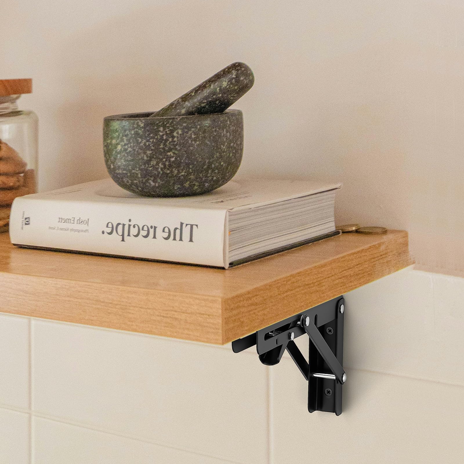 Matte Black Folding Shelf Brackets - 2 Pack -8 Matte Black Folding Shelf Brackets - 2 Pack -8