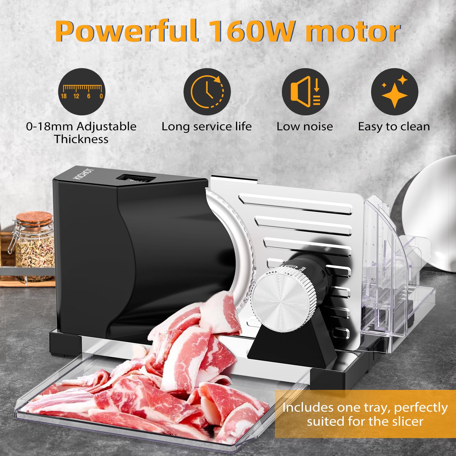 Allesschneider für Brot, Aufschnitt oder Käse,Brotschneidemaschine,einstellbar 0-18mm,platzsparend klappbar,BPA frei,mit Sicherheitsschalter,160 Watt