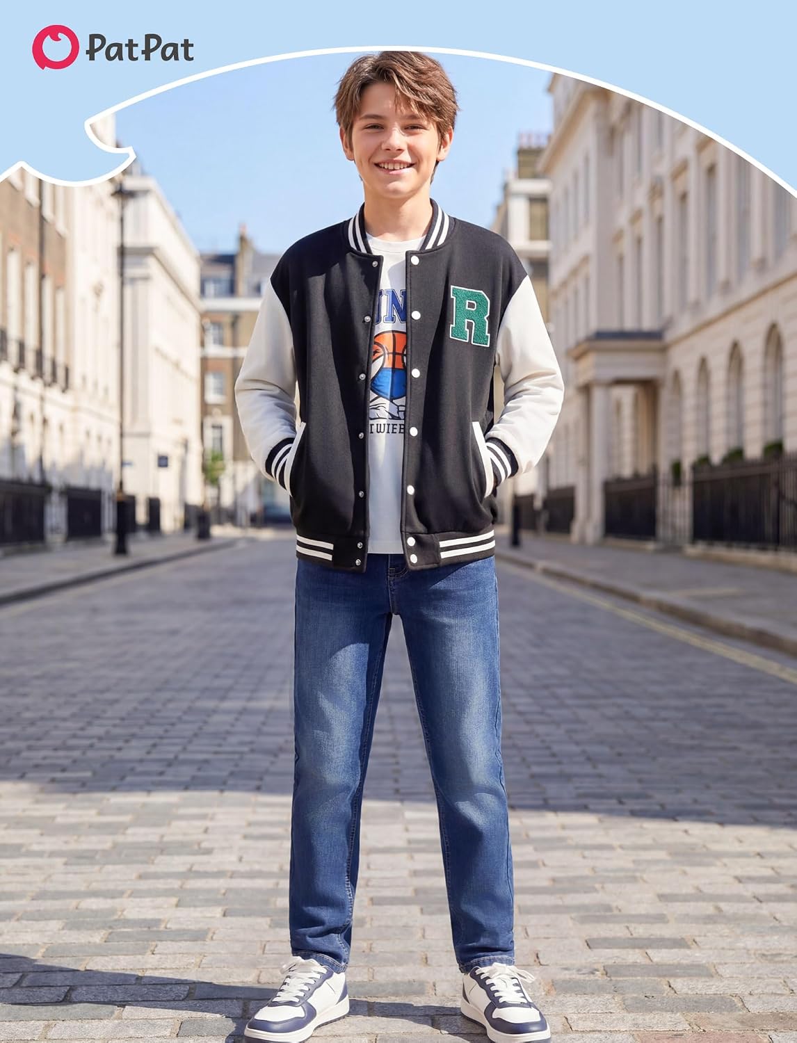 PATPAT Classic Boys Jeans, High Cotton Content Straight Leg Jeans for Boys, Elastic Baggy Pants for Growing Child, 3T-14