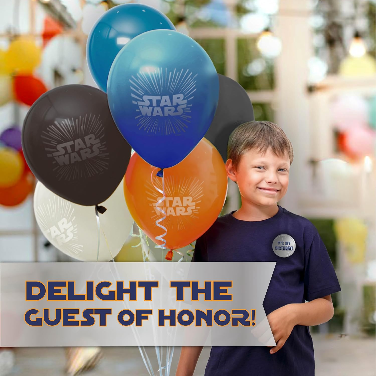 Star Wars Birthday Decorations | Serves 16 Guests | Star Wars Party | Balloons, Banner, Tablecloth, Plates, Napkins, Forks, Button