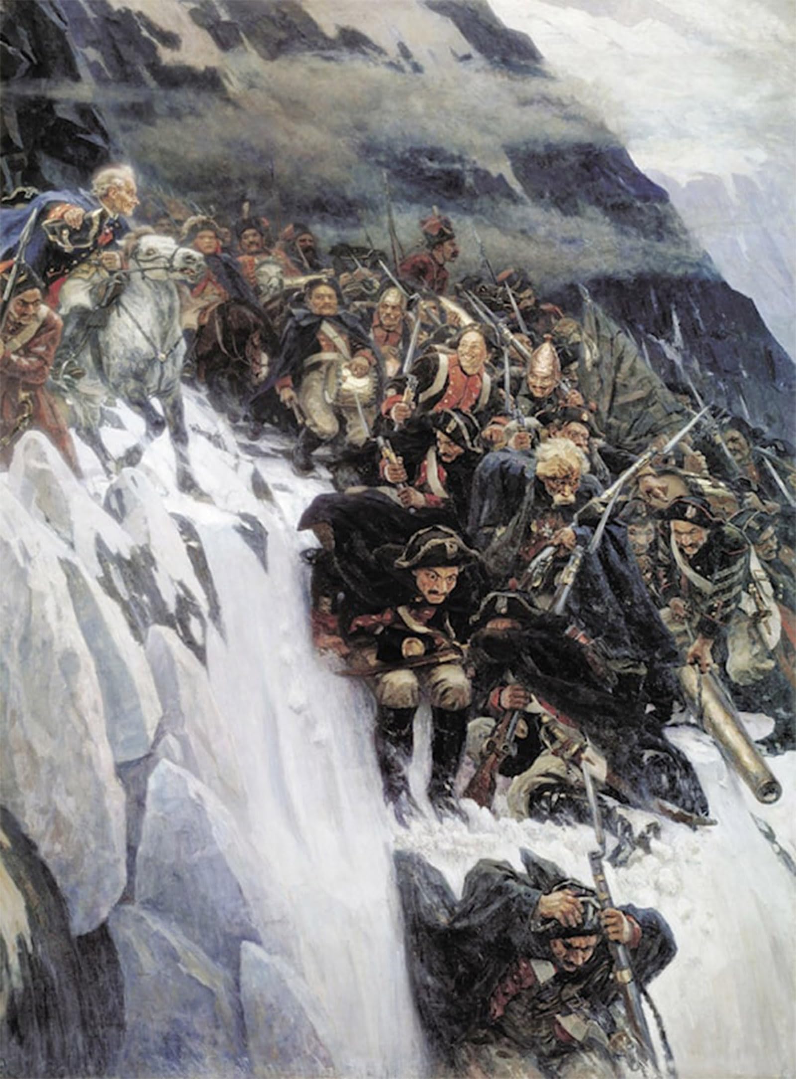 POSTERIIk Famous Modern Artwork Art Mural Suvorov Crossing the Alps in by Vasily Surikov Oil Paintings Pictures for Home Decor 60x90cm