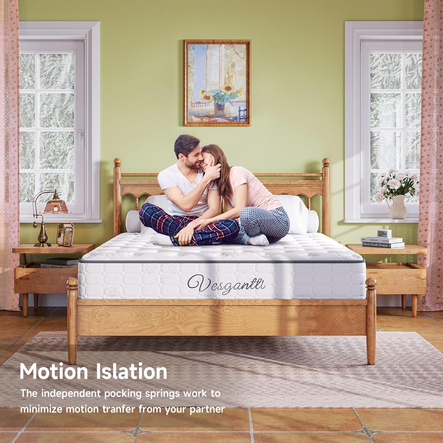 Vesgantti Full Size Mattress, 10 Inch Innerspring Hybrid Double Bed Mattress in a Box with Breathable Foam and Pocket Spring, Ergonomic Design, Medium Firm Feel