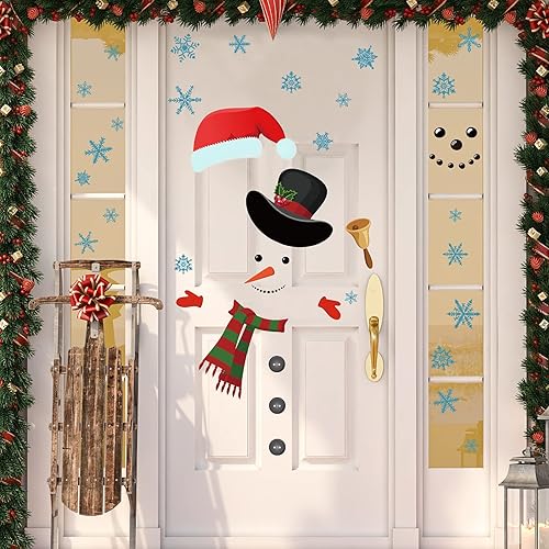 Miniatura 4 de Chinco 3 hojas de calcomanías navideñas con diseño de muñeco de nieve, muñeco de nieve, cara de muñeco de nieve, calcomanías divertidas para