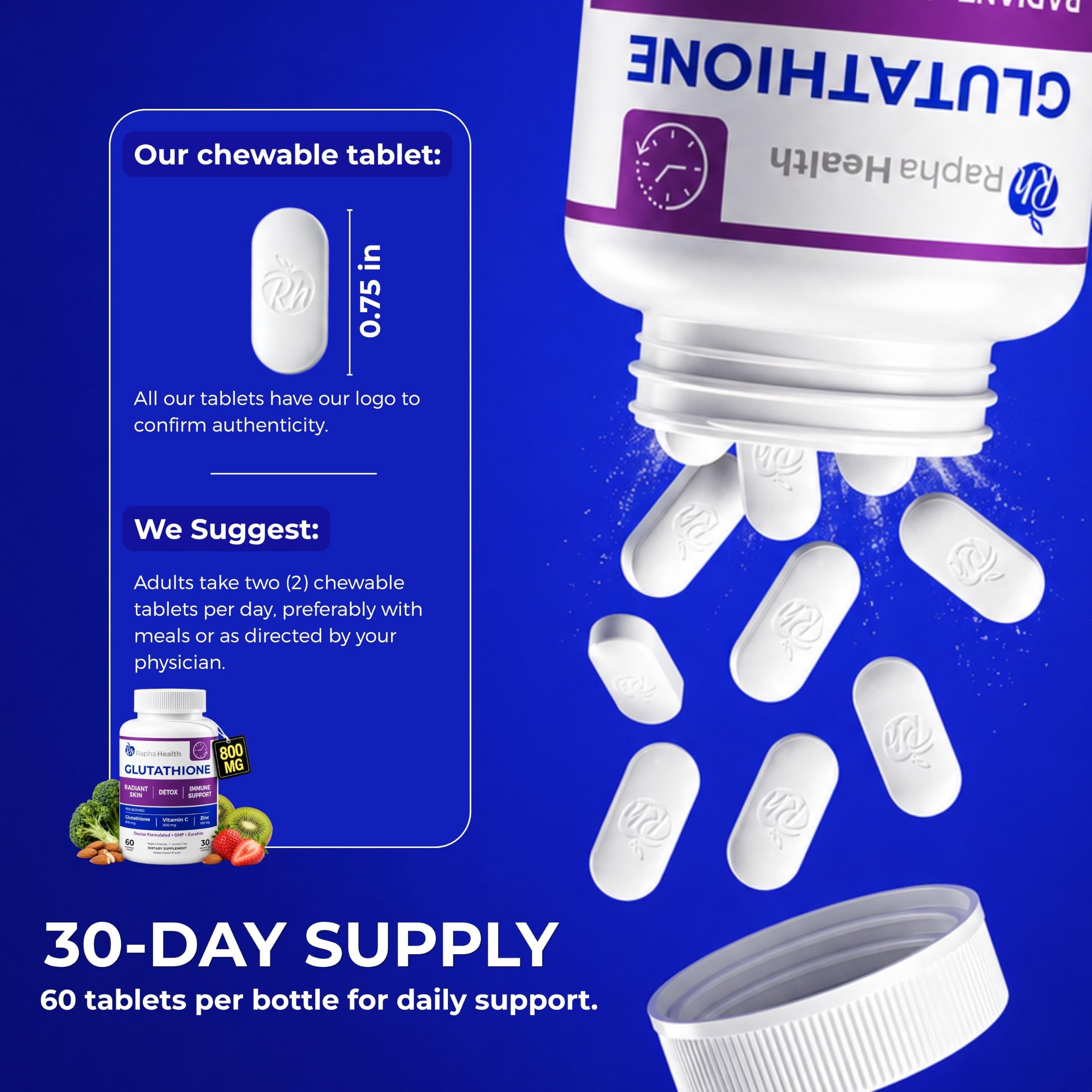 Glutathione Supplements with Vitamin C & Zinc | Advanced Antioxidant | Each serving delivers 300 mg of Vitamin C and 100 mg of Zinc