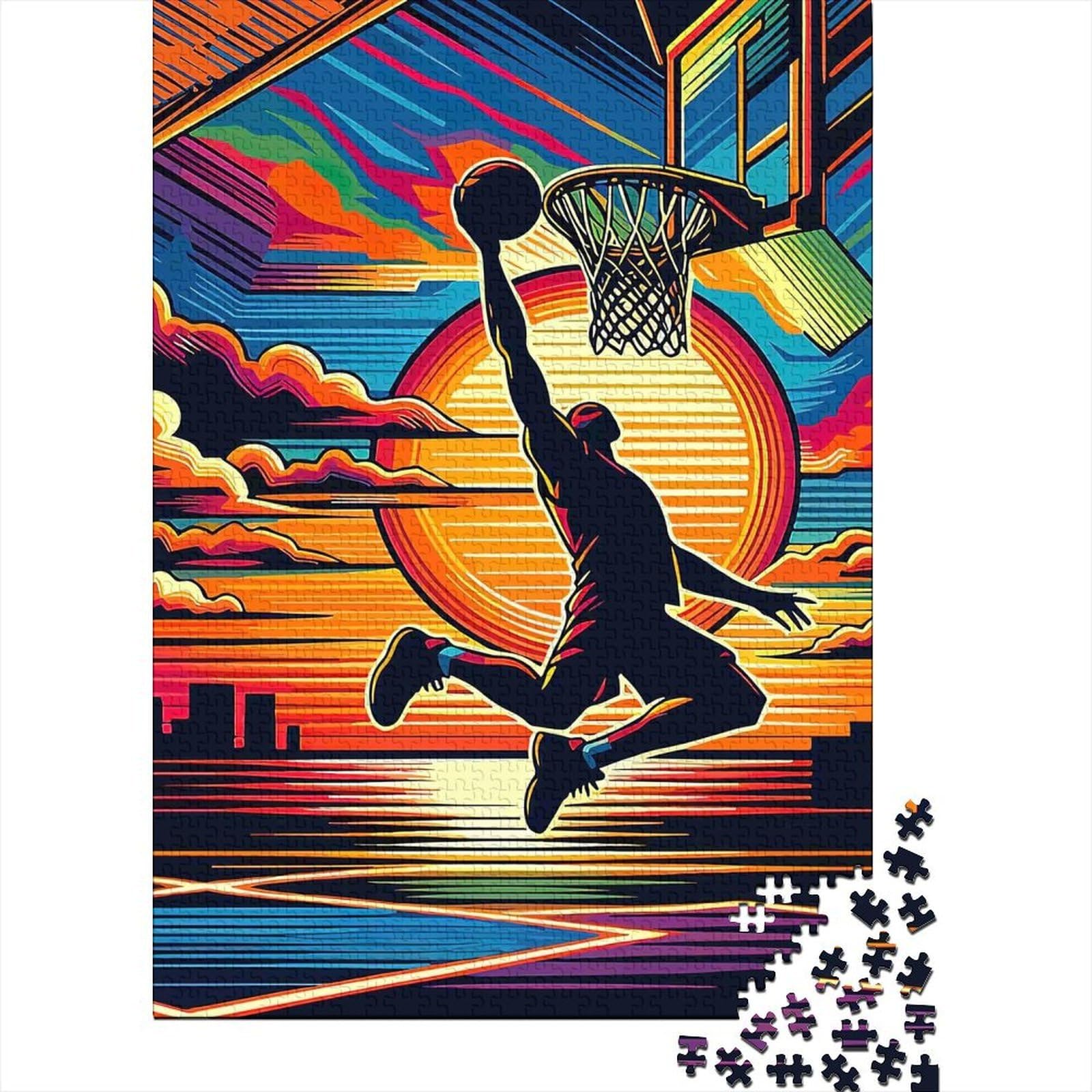 Uxinyoume Style-7 3D Printed Sunset Basketball Fitted Sheet Microfiber Urban Court Mattress Cover For Bedroom Decor Easy Care 90X200x25cm