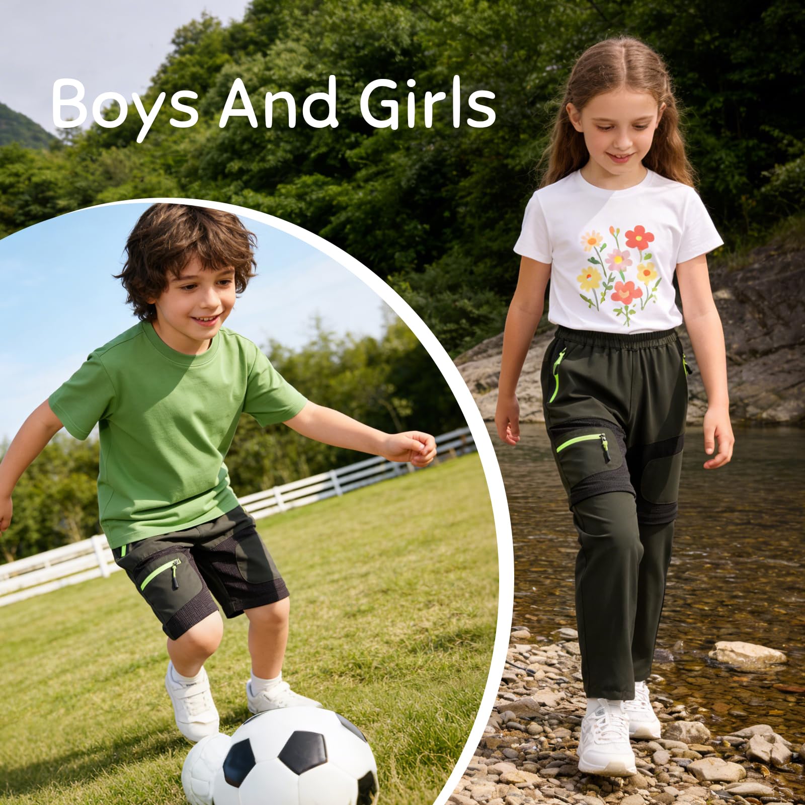 Kinder Wanderhose Jungen Mädchen 2-in-1 Zip Off Outdoor Trekking Hosen Sommer Schnelltrockner Hosen