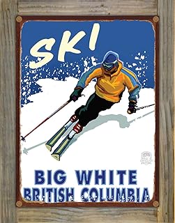 Northwest Art Mall Big White Skier Kelowna British Columbia Canada Rustic Metal Print on Reclaimed Barn Wood from Travel Artwork by Artist Paul A. Lanquist 8.5" x 11.5"