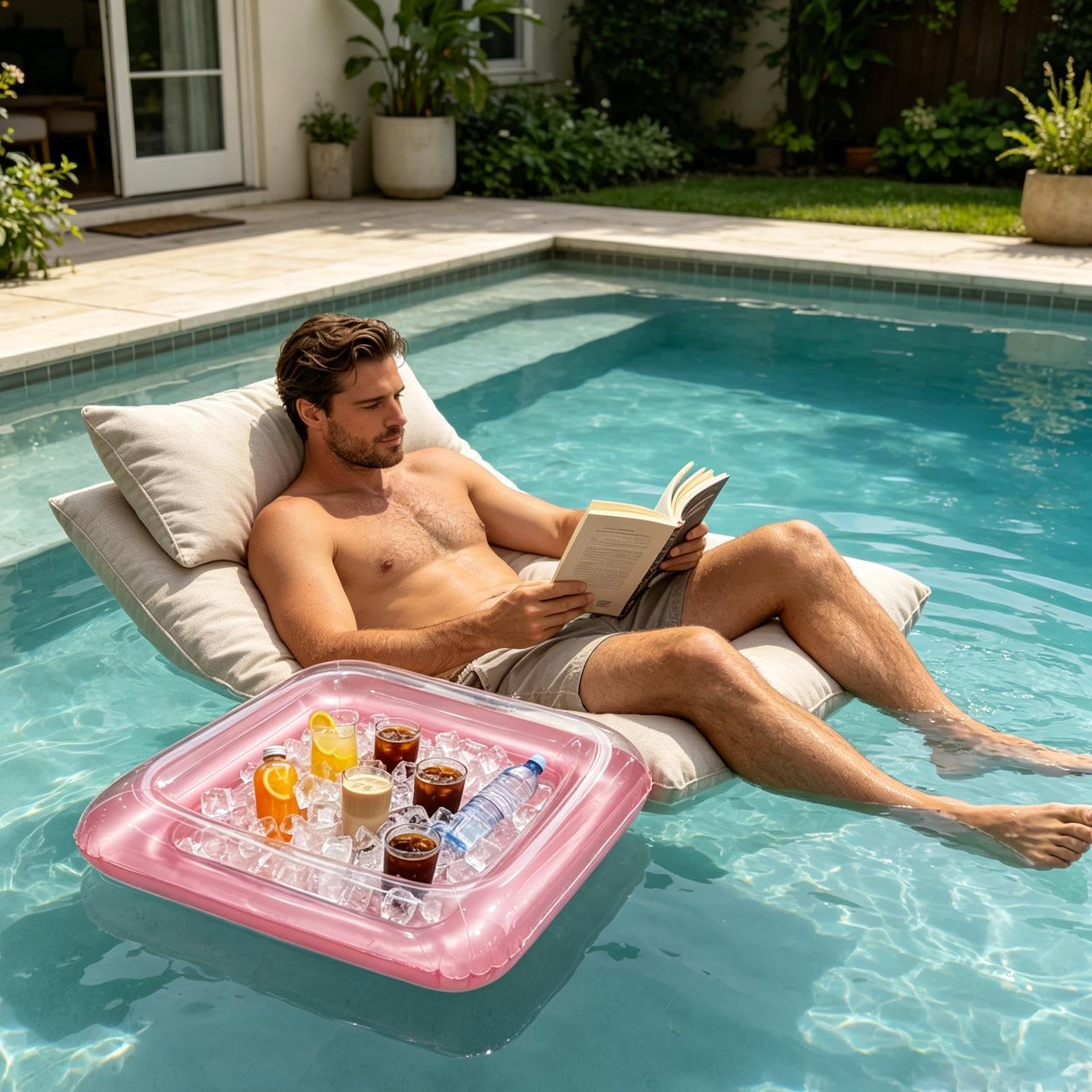 Bar Gonfiabile Grande Vassoio Quadrato Galleggiante Portatile Con Tappo Di | Cooler Gonfiabile Da Tavolo Per Feste In Piscina All'Aperto Giardino Birra Bevande Picnic Campeggio