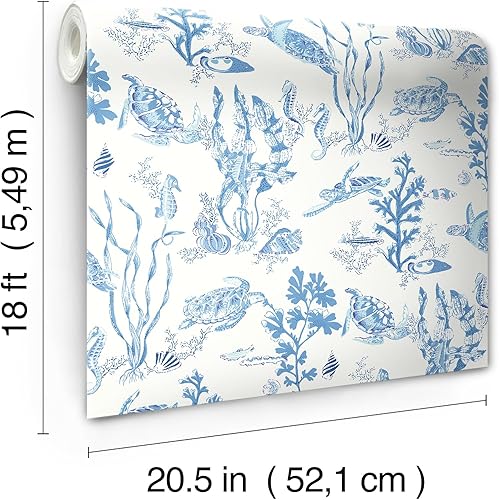 Miniatura 7 de Scalamandre Azure Garparilla - Papel tapiz autoadhesivo (autoadhesivo), color azul