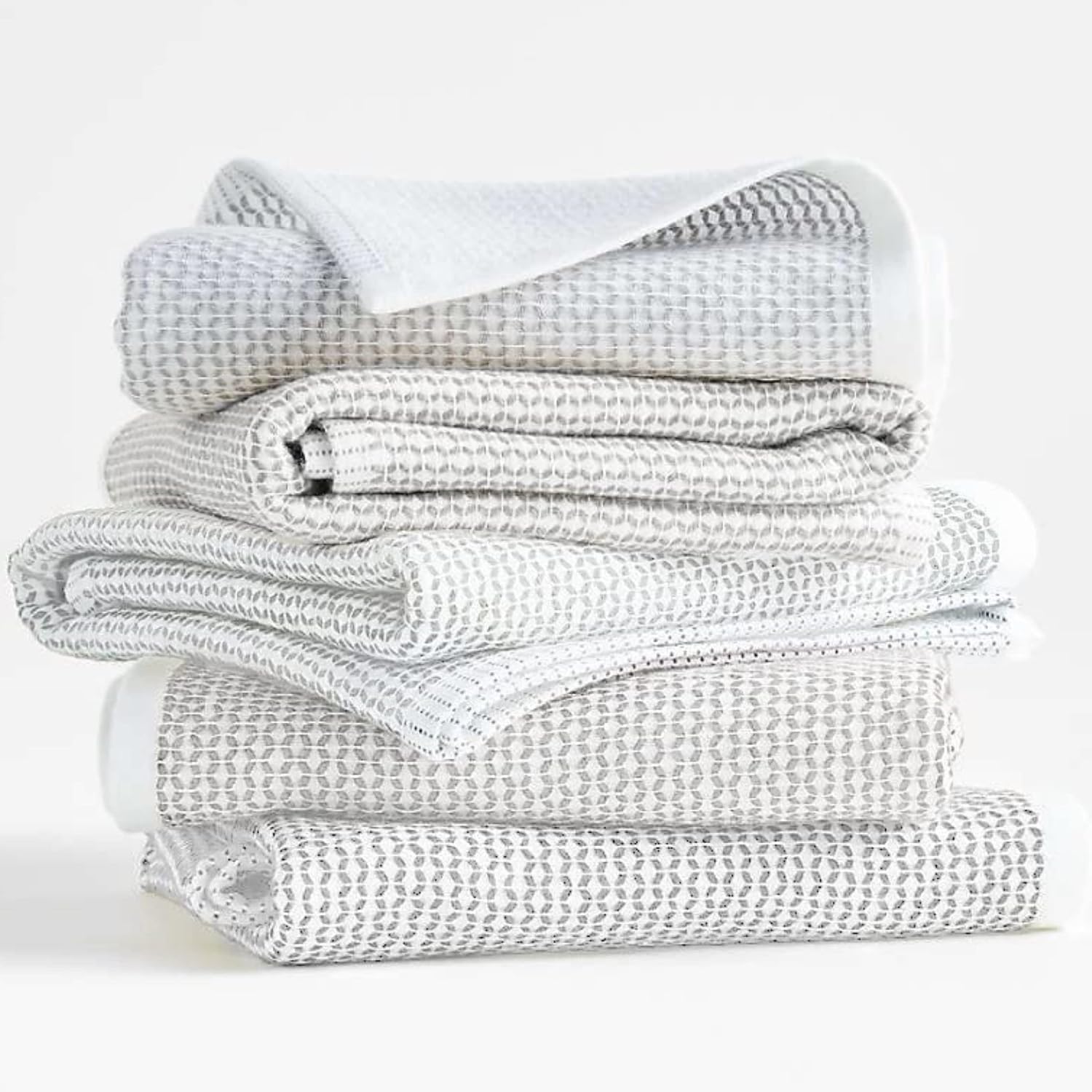 Realm 17" x 27" 100% Cotton Kitchen Towel (4 Pack) | Dobby Textured Pebble Grey | Soft, Plush & Absorbent with Solid White Backing