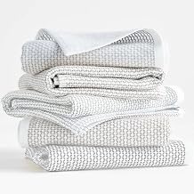 Realm 17" x 27" 100% Cotton Kitchen Towel 4 Pack | Dobby Textured Pebble Grey | Soft, Plush & Absorbent with Solid White Backing