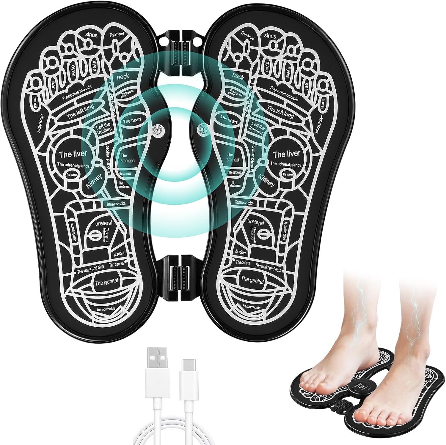 Folding Portable Electric Massage Mat, EMS Foot Massager, Electronic