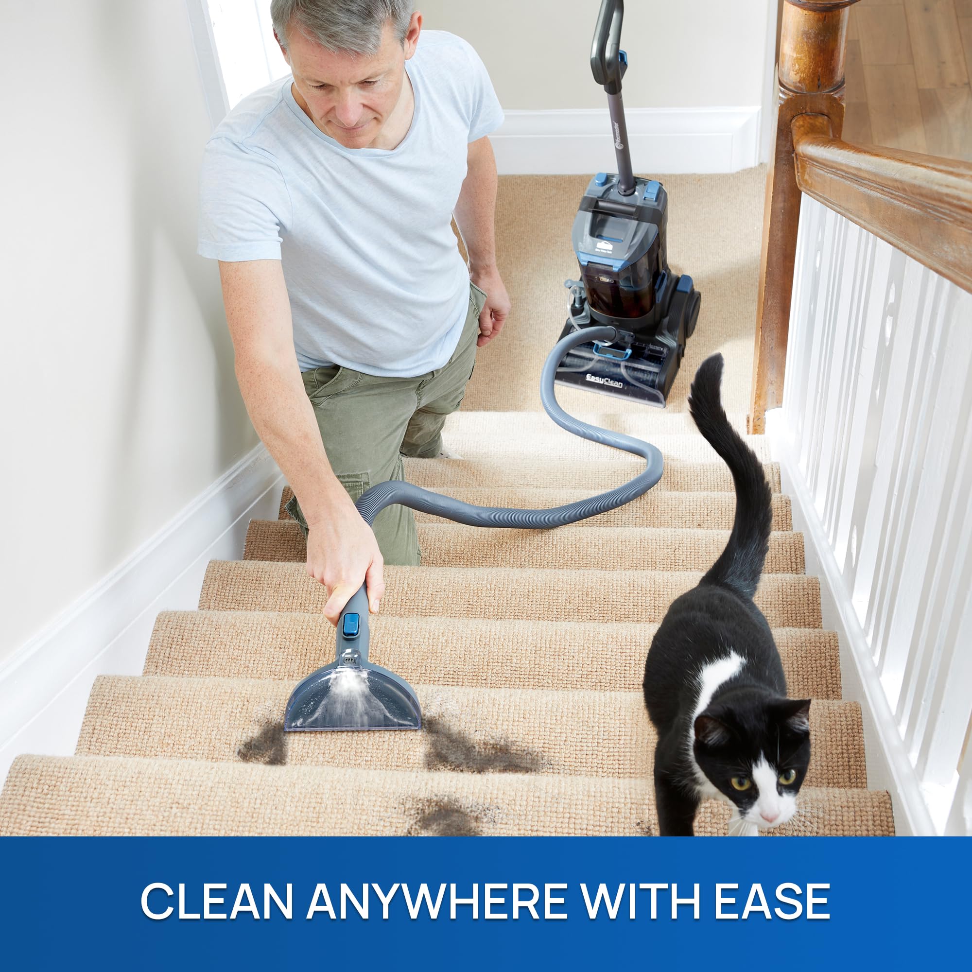 Vacmaster Aspirateur Balai Nettoyeurs tapis et moquettes Lave et Élimine la Saleté, les Taches Difficiles et Collantes Pour Tapis, Tapisserie et Escaliers, Bleu