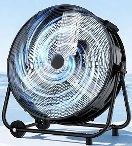Landeagle 36 Inch High Velocity Industrial Floor Fan with Metal Construction, 21800 CFM, 3-Speed, 360° Tilt, Black
