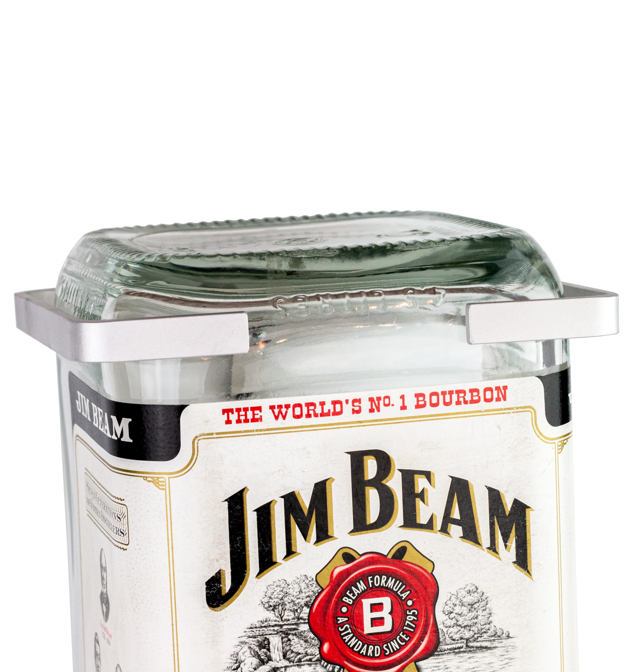 4,5 Liter Flaschenhalter, Made in Germany - Wandhalterung eckig für Jim Beam Flasche, inkl. Dosierer 4,0 cl (Finger Push)