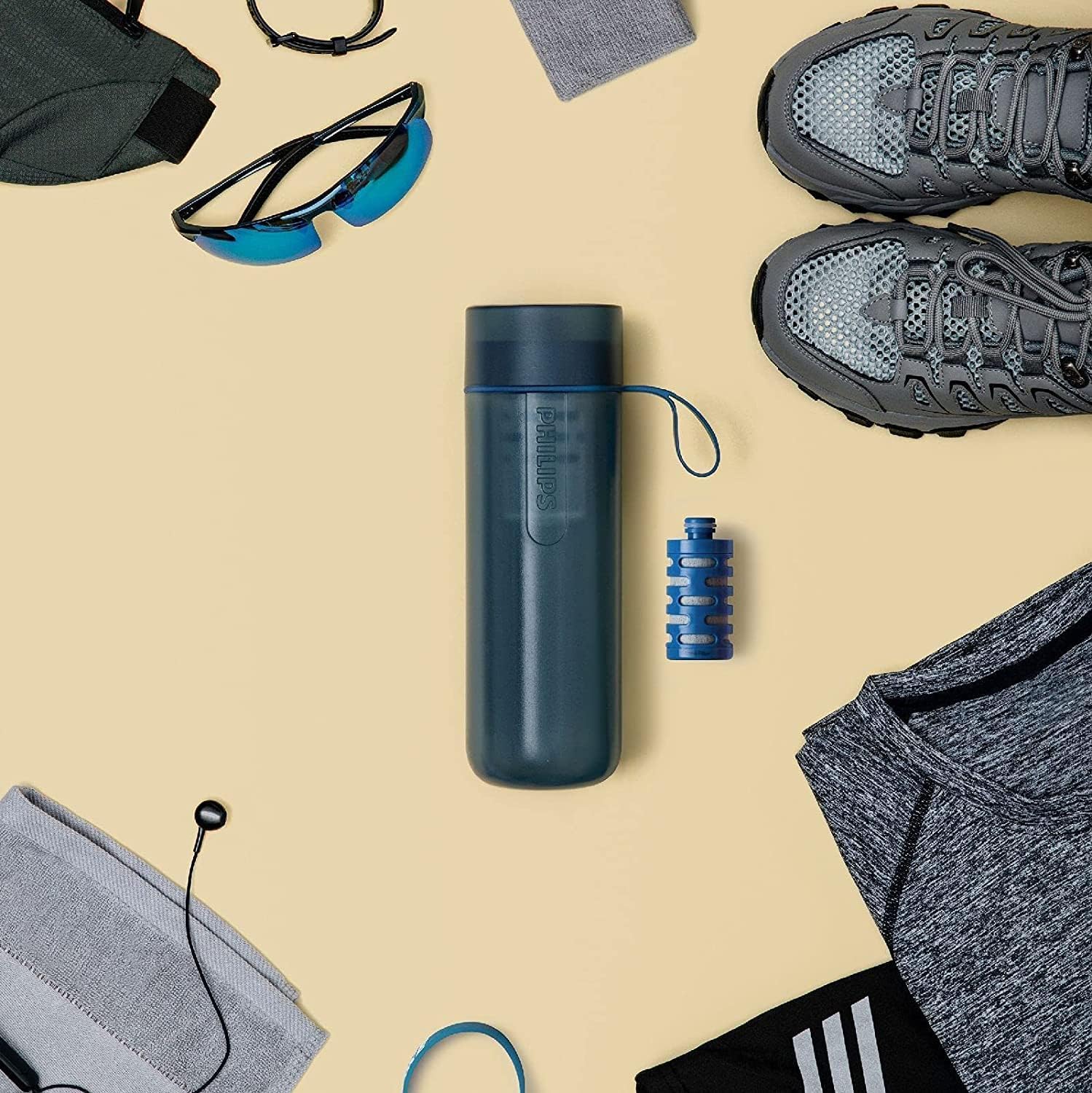 PHILIPS Filtered Water Bottle, GoZero Active BPA-Free Water Bottle with Adventure River/Lake/Spring Water Filter for Hiking, Camping & Fitness Tap Water Filter for Gym, Sport Squeeze Bottle 20 oz Grey - Image 6