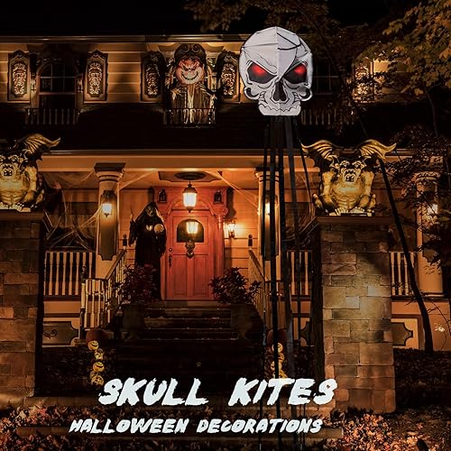 Miniatura 8 de Flying Hoofer Skeleton Kite for Kids Adults, Easy to Fly Cool Skull Kite with Kite Reel