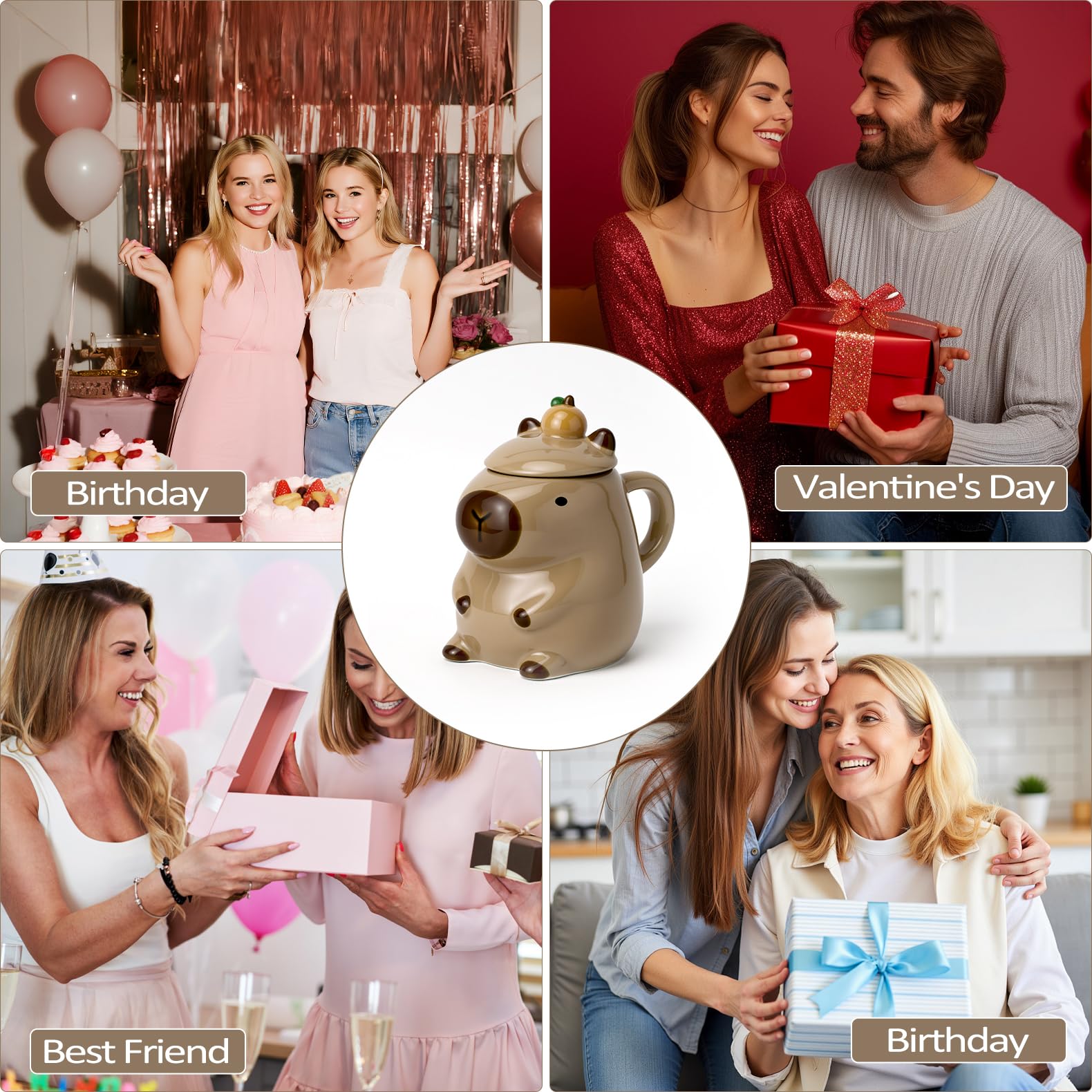 Capybara Filiżanka ceramiczna 450 ml – słodka świnka wodna, filiżanka do kawy z łyżeczką, duży kubek Capybara do kawy i herbaty, uroczy kubek ze zwierzętami do biura, pomysł na prezent dla