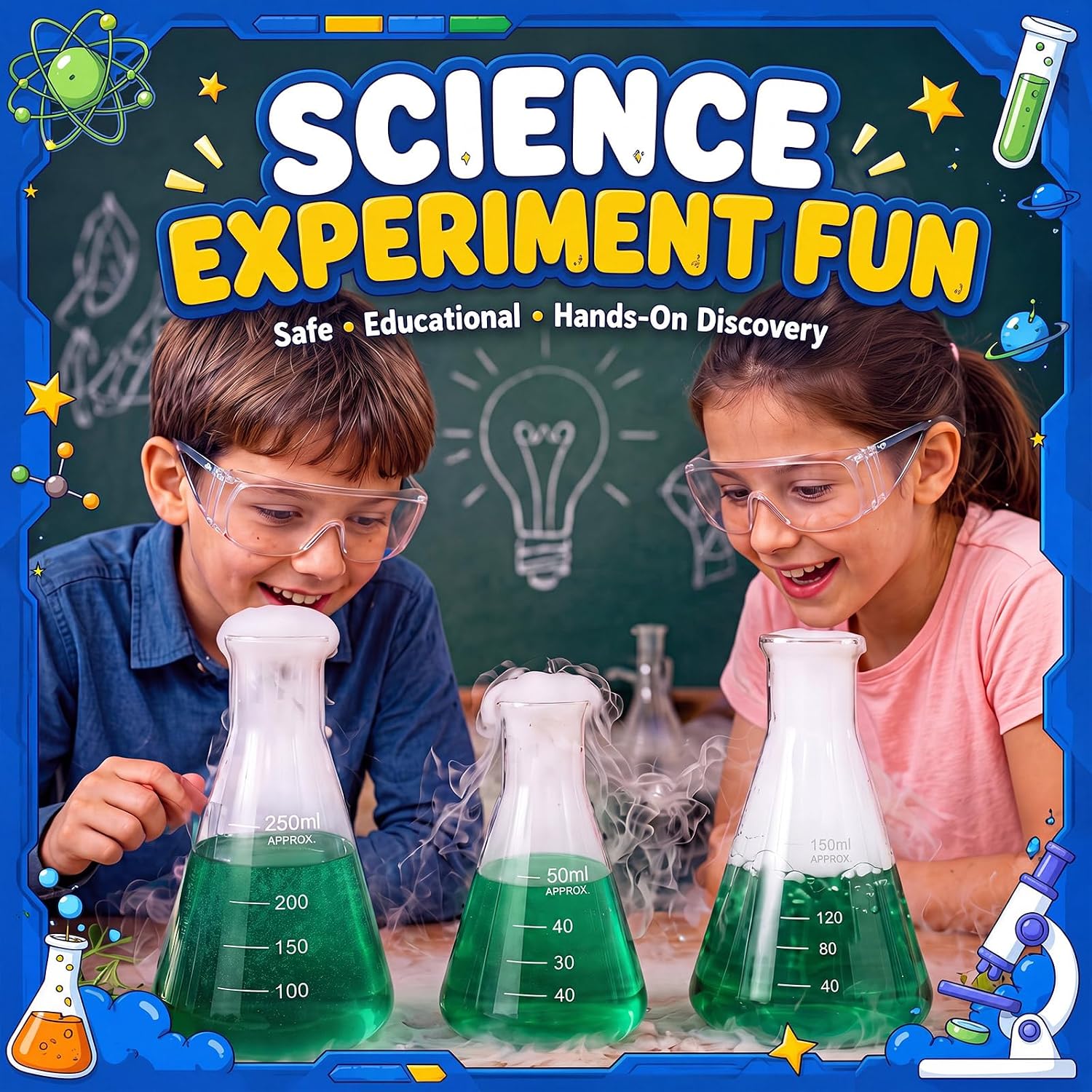 Kingdder 3-piece Glass Erlenmeyer Flask Halloween Mad Scientist Decorations