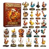 F-Caw-F Chicken Advent Calendar 2025 - 24 Days Christmas Countdown with 24 3D Cute Ornaments | Cartoon Mini Chicken Doll Christmas Decorations Countdown Calendar｜Unique Animal Themed Gift for Kids & Collectors​