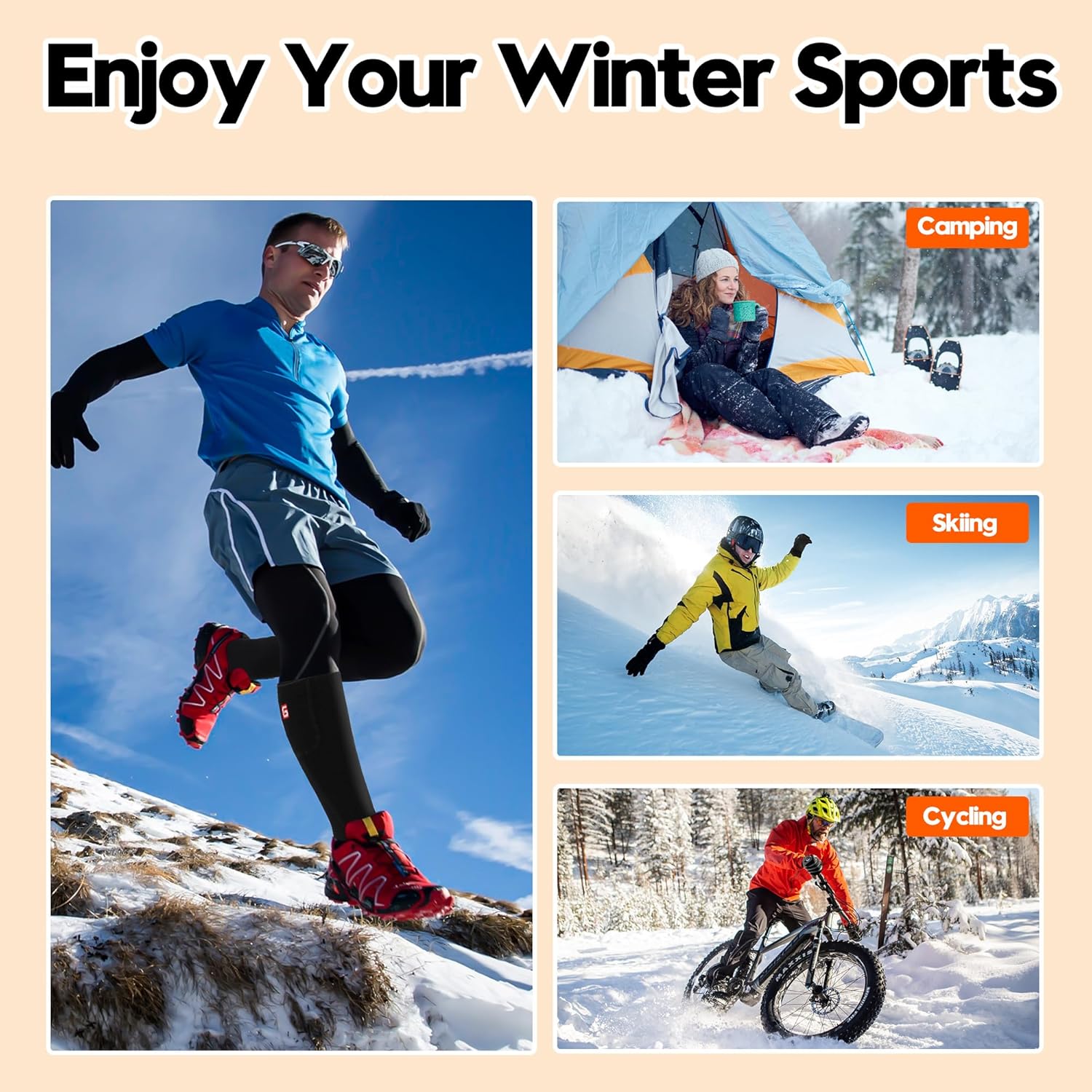 Heated Socks for Men & Women - Rechargeable, Washable, Electric Heated Socks up to 10 Hours with 3 Heating Levels Thermal Foot Warmer for Winter Hunting Skiing Hiking Camping Cycling - Image 7