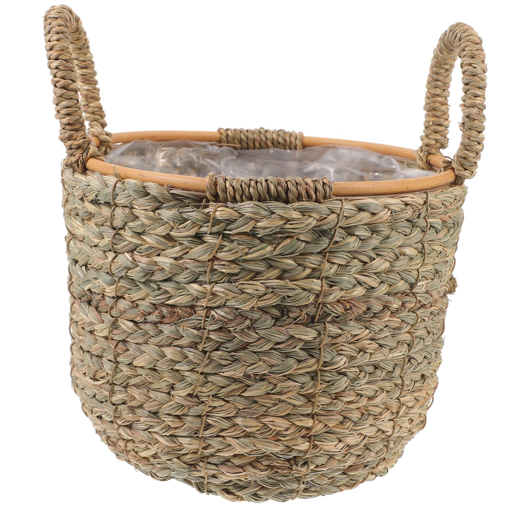 MAGICLULU Cestini Decorativi Per Piante Cestino Portaoggetti in Paglia Intrecciata Piccolo Manico Decorazione Multiuso Per La Casa