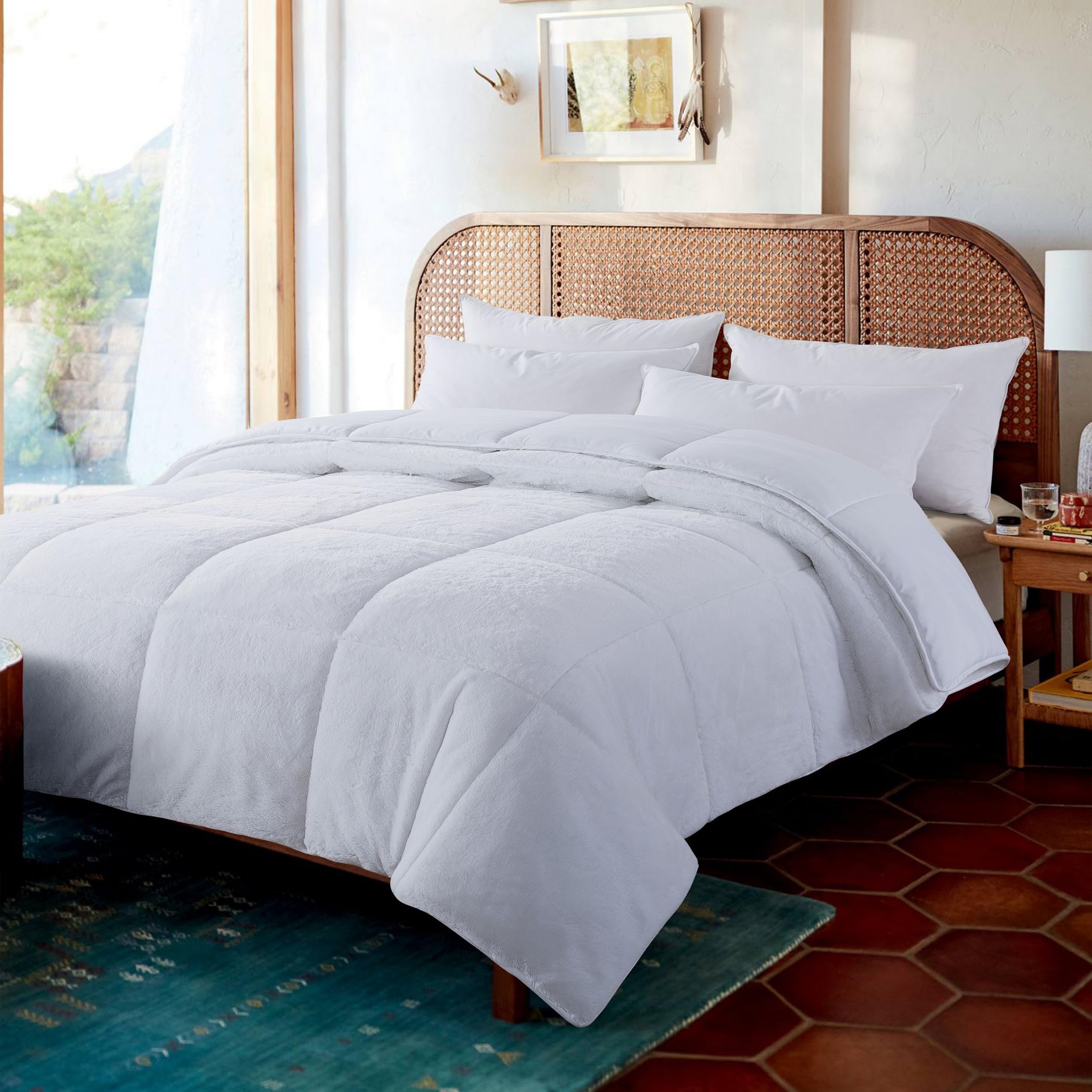 Amazon.com: feather & loom Cozy Reversible Down Comforter - Cotton  display picture 1