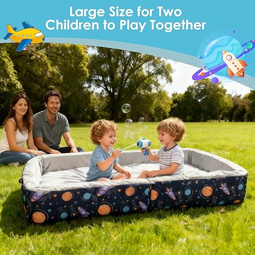 Miniatura 7 de Cama de viaje portátil para niños pequeños con funda lavable, camas plegables para el hogar, viajes y campamentos, catres de espuma suave para