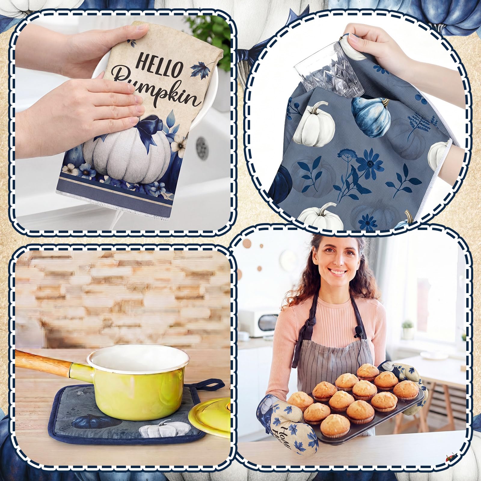 Fall Pumpkin Kitchen Decor Set - 10 Pcs -6