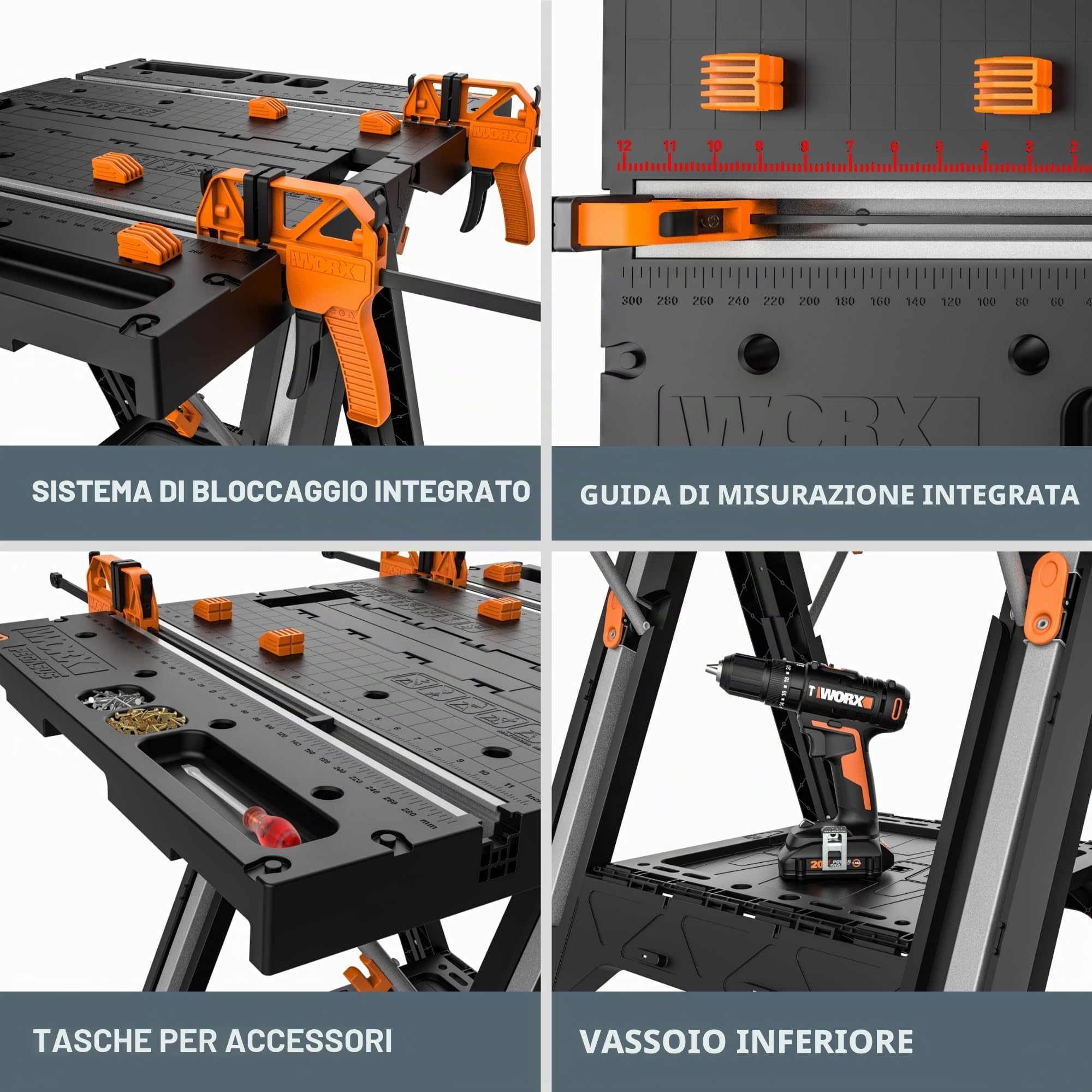 WORX WX051 Pegasus - Tavolo da lavoro pieghevole con cavalletto