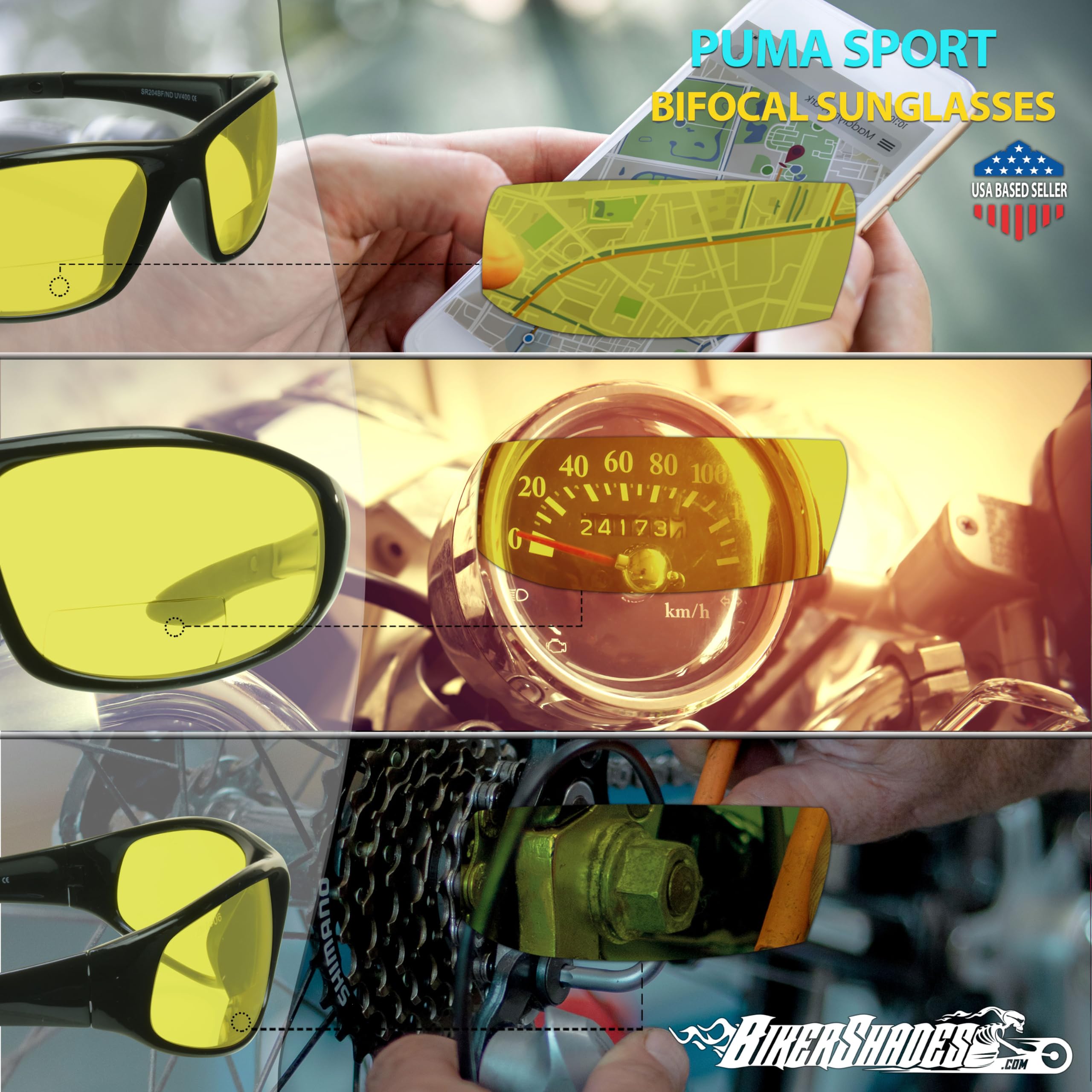 Amazon.co.jp: Bikershades 遠近両用安全サングラスリーダー +1.50